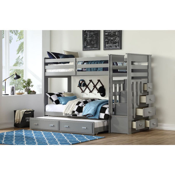 The Allentown Collection was designed to save space, this twin over twin bunk bed is a perfect solution for your children-'s bedroom. The piece features a bright white finish and offers durability as well as a clean style. The full-length guard rails prov