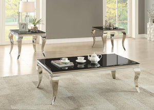 Carone - Square End Table - Chrome And Black
