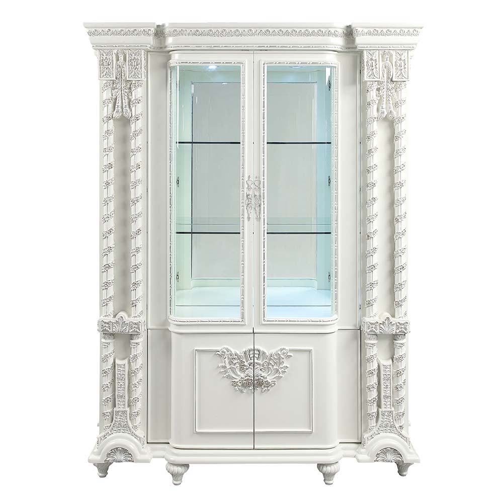 Sophisticated luxury radiates beautifully in the Vanaheim Dining Room Collection. Fabulous floral design with gorgeous details in each piece makes the collection classical and timeless. Antique white finish gives the surface an alluring feel and elegant t