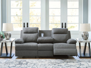 Side-Swipe - Charcoal - Reclining Sofa With Drop Down Table