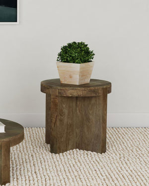  while thick legs add substance. A deep brown finish complements the wood to perfection