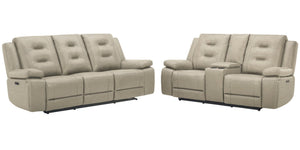 Caldwell - Power Reclining Sofa And Loveseat - Tahoe Fog