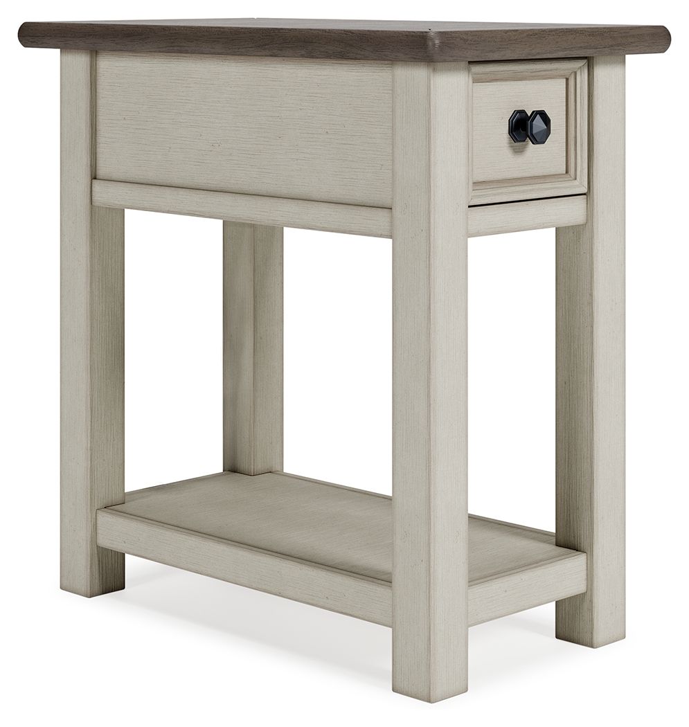 Whether your style is farmhouse fresh, shabby chic or country cottage, youâ€™ll find this chairside end table dressed to impress. Its two-tone finish pairs weathered oak with antique white for that much more quaint character. Charming elements include a p