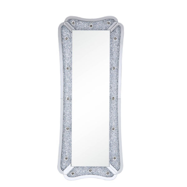 Noralie - Accent Floor Mirror - Beveled Mirrored Frame - Mirrored & Faux Diamonds - 26-"<br/><br/><b>Product Features</b><ul><li>Accent Floor Mirror</li><li>Hollywood Lighted Mirror (Bulb Not Included)</li><li>Rectangular Shape</li><li>Beveled Mirrored Fr