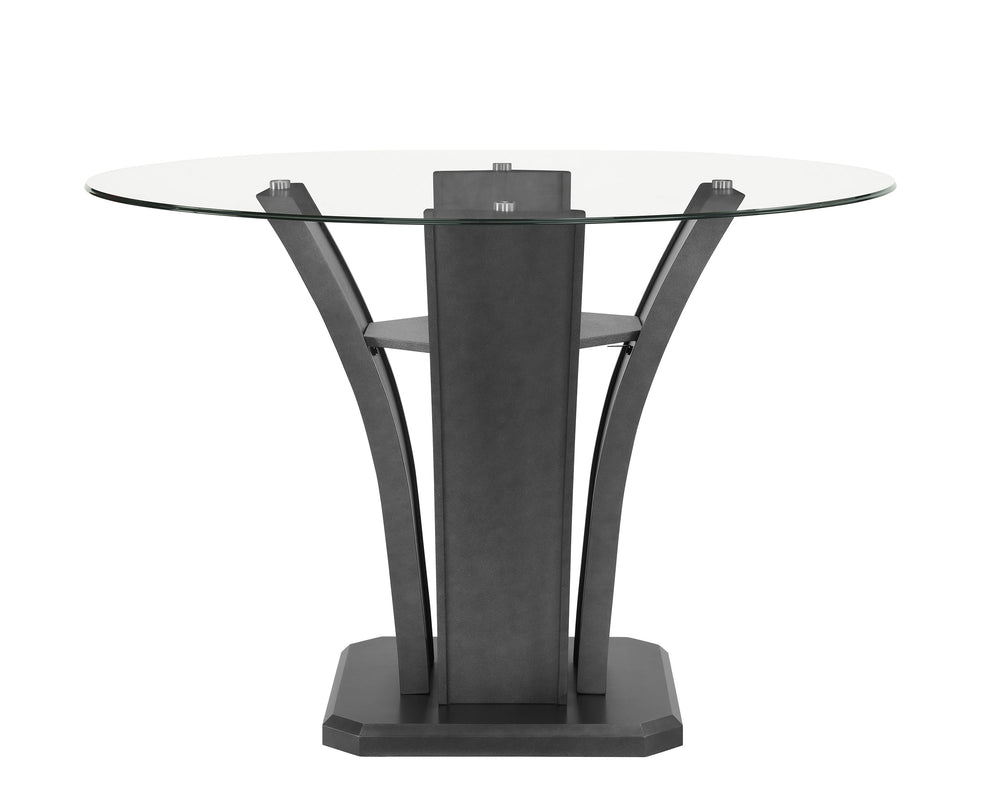 Camelia - Counter Height Table<h4><b>Camelia - Counter Height Table Base - Gray</b></h4> <table width="100%"><colgroup><col style="width: 30%"> <col style="width: 70%"> </colgroup> <tbody> <tr> <td>Dimensions</td> <td> 54.00"L x 54.00"D x 36.50"H</td> </t