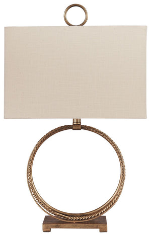 Thereâ€™s something so elegant about this table lamp-'s rounded shape. Goldtone braided metal punctuates the less-is-more base for that touch of high drama lighting you crave.<br><br><b>Additional Dimensions</b><br><ul><li>Shade: 0-"</li><li>Base: 0-"</li