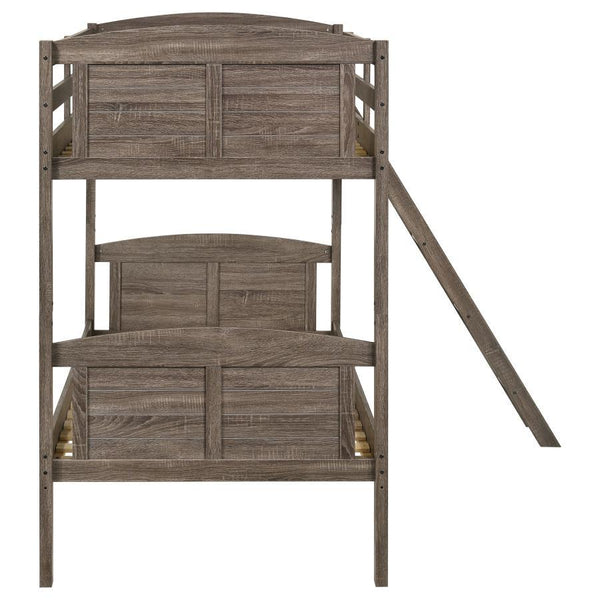 Flynn - Wood Twin Over Twin Bunk Bed - Weathered Brown