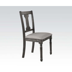KD, Armless Chair (High Back) Stationary Seat: Standard Dining Height Padded SEAT & BACK: Tan Linen (2-Tone Pattern) Wooden Backrest: Splatback Style (Open Back) Seat Construction: Wooden Apron Seat (Plain), Box Seat, Cushion: 2-" Thick Wooden Turned Leg 
