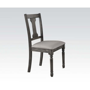KD, Armless Chair (High Back) Stationary Seat: Standard Dining Height Padded SEAT & BACK: Tan Linen (2-Tone Pattern) Wooden Backrest: Splatback Style (Open Back) Seat Construction: Wooden Apron Seat (Plain), Box Seat, Cushion: 2-" Thick Wooden Turned Leg 