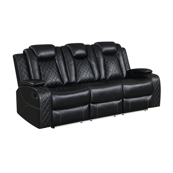Experience the epitome of comfort and style with the Orion Sofa. Crafted with a blend of hardwoods and manufactured wood, its durable frame ensures long-lasting strength. Sink into the soft embrace of its black upholstery, a blend of polyester and PU for 