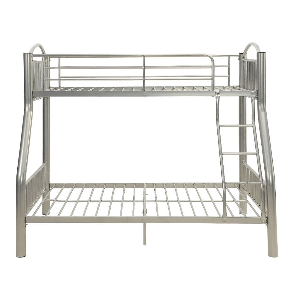The Cayelynn bunk bed is a great way to free up space in a kids bedroom. It is a round metal tube design and features a built in ladder to the upper twin bed that also has a guardrail. This bed is available in black and silver.<br/><br/><b>Product Feature
