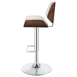 Folsom - Upholstered Adjustable Bar Stool - Ecru And Chrome