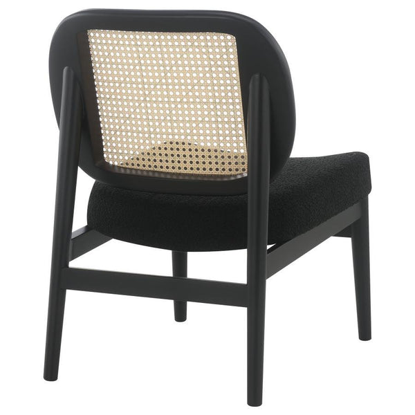 Rayo - Rattan Cane Back Accent Chair With Padded Seat - Black