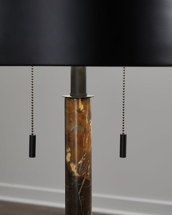  and topped with a metal shade