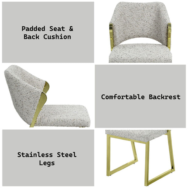 Galdesa - Side Chair - Teddy Sherpa & Mirrored Gold