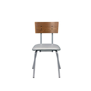 KD, Armless Chair (Mid Back) Stationary Seat: Standard Dining Height Padded SEAT: PU () Industrial Style Wooden Splat Backrest: Bentwood Splat & Metal Supports (Open Frame) Seat Construction: PU, PB, Cushion 40mm T (No Apron) Metal Straight Leg: Metal Rou