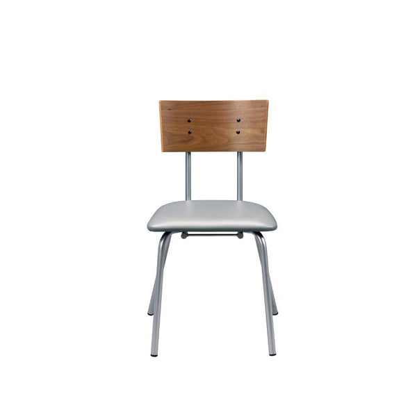 KD, Armless Chair (Mid Back) Stationary Seat: Standard Dining Height Padded SEAT: PU () Industrial Style Wooden Splat Backrest: Bentwood Splat & Metal Supports (Open Frame) Seat Construction: PU, PB, Cushion 40mm T (No Apron) Metal Straight Leg: Metal Rou