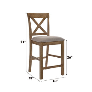 Martha II - Counter Height Chair (Set of 2) - Tan Linen & Weathered Oak