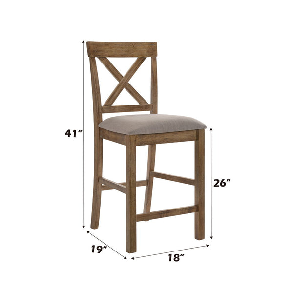 Martha II - Counter Height Chair (Set of 2) - Tan Linen & Weathered Oak
