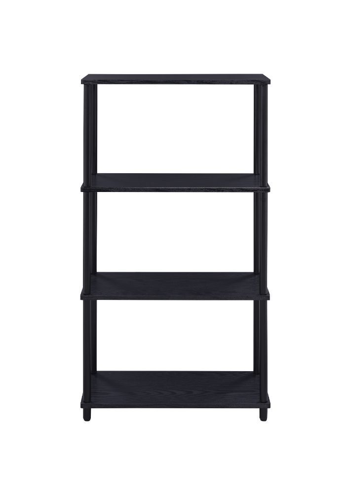 Add some original and cozy ideas to your reading place. The Nypho Bookshelf is truly impressive piece of furniture that features rustic wooden shelves and black-finished metal frame. It provides four shelves for books, magazines, and other decorative item