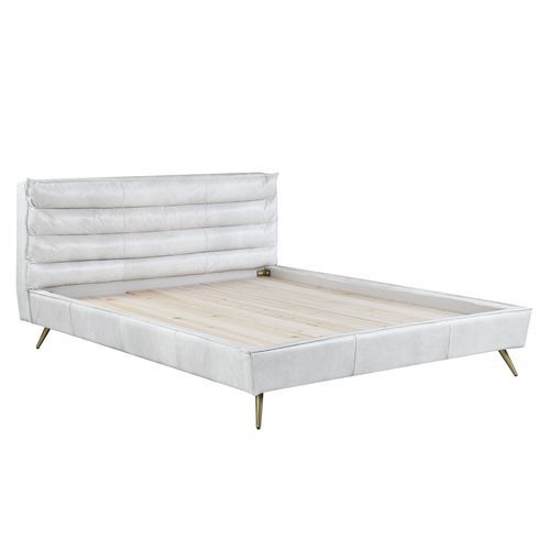  the Doris bedroom collection is edgy and inviting all in one. The leather upholstered bed can fit with an industrial