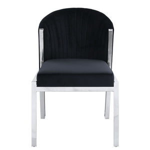 Fallon - Side Chair (Set of 2) - Black Velvet & Mirrored Silver