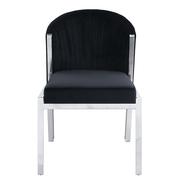 Fallon - Side Chair (Set of 2) - Black Velvet & Mirrored Silver