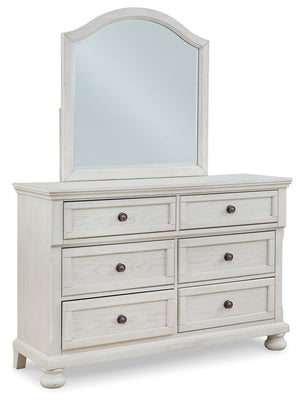  timeless furnishings take your bedroom to the next level. Nothing does that better than this dresser and mirror. The antiqued white finish with a wonderful grain texture radiates sophistication
