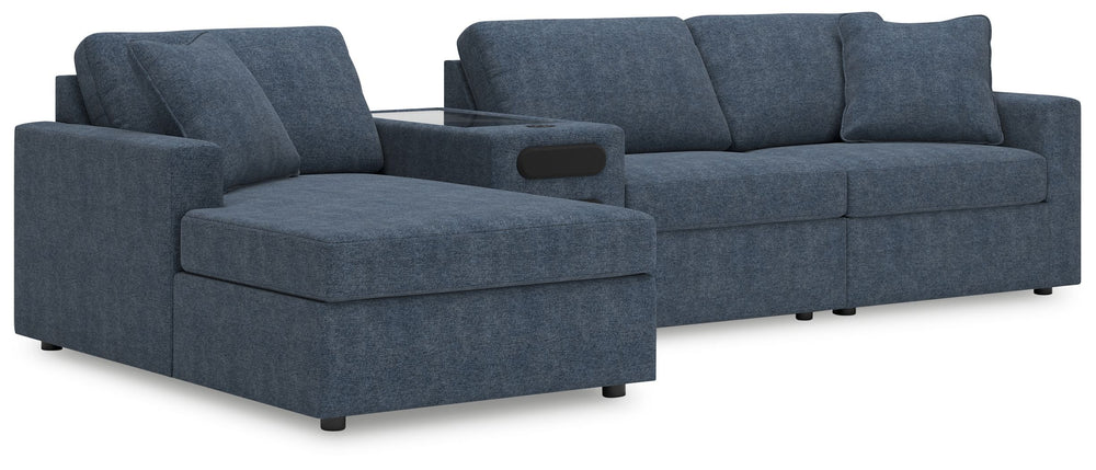 Looking cool and contemporary is great. But when it comes down to it, youâ€™re all about low-maintenance lounging. With the performance fabric on this sectional with chaise, cleaning spills is a breeze. Its customizable modular design caters to your ever-