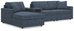 Looking cool and contemporary is great. But when it comes down to it, youâ€™re all about low-maintenance lounging. With the performance fabric on this sectional with chaise, cleaning spills is a breeze. Its customizable modular design caters to your ever-