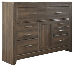 Get the look of posh barn wood without setting foot in a salvage yard. Replicated rough-sawn oak of this dresser has a vintage finish that is reminiscent of a timeworn family heirloom. Warm, rustic and naturally beautiful, itâ€™s just got that ageless app
