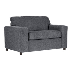 Discover the Kylo Cuddle Chair, a cozy haven designed for unparalleled relaxation. Crafted with easy-care ash gray upholstery, this transitional piece seamlessly blends into any space. Sink into its oversized frame, complete with square arms and plush pil