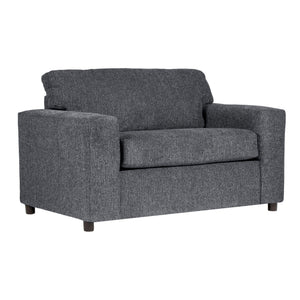 Discover the Kylo Cuddle Chair, a cozy haven designed for unparalleled relaxation. Crafted with easy-care ash gray upholstery, this transitional piece seamlessly blends into any space. Sink into its oversized frame, complete with square arms and plush pil