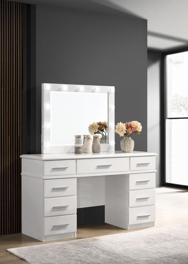  this contemporary vanity desk and matching mirror are perfect for dressing areas and bedrooms. Store cosmetics