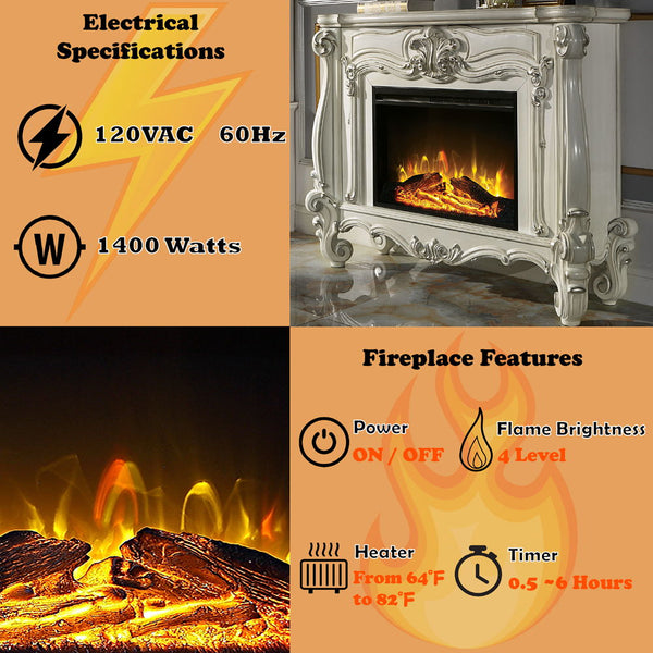 Versailles - Fireplace - Bone White Finish
