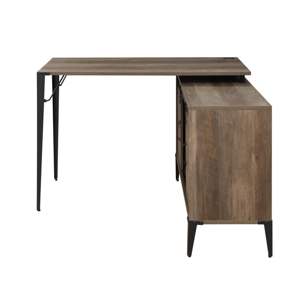  creating a clever and functional L-shaped work station. Additional cabinet features two sliding doors and s