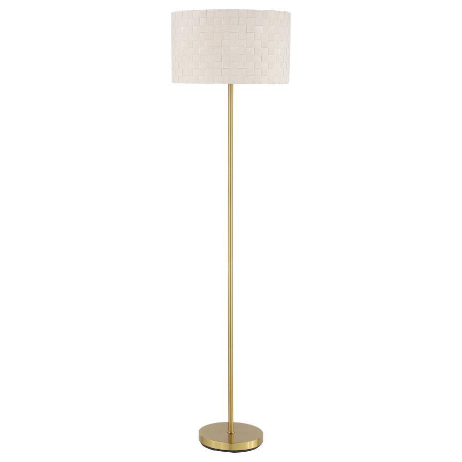 An elegant addition to your living room or bedroom, the Ramiro floor lamp contributes to a tasteful interior design scheme. Versatile and simple at the same time, its pleasing palette complements any room design. This floor lamp features a gleaming gold f