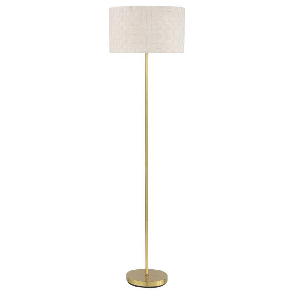An elegant addition to your living room or bedroom, the Ramiro floor lamp contributes to a tasteful interior design scheme. Versatile and simple at the same time, its pleasing palette complements any room design. This floor lamp features a gleaming gold f