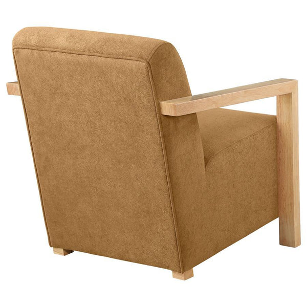 Diego - Upholstered Accent Arm Chair With Wood Arms - Honey