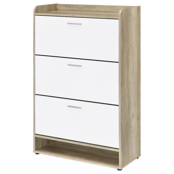 Denia - 3-Tier Engineered Wood Shoe Cabinet - White