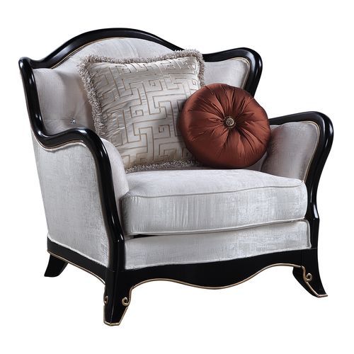 Popularized the Louis XV-era, cabriole style furniture creates a regal look, with its exposed wooden frame, and tight cushioning. This formal Nurmive collection adds a sense of provincial elegance in neutral beige upholstery. The backrests are enhanced wi