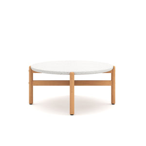The Solstice Coffee Table is a blend of elegance and durability, designed to elevate your outdoor living space. The top, crafted from Terrazzo material, boasts the easy-care qualities of marble and the resilience of concrete, ensuring long-lasting beauty.