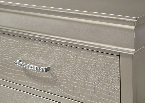 Amalia - King 5 Piece Bedroom Set - Silver