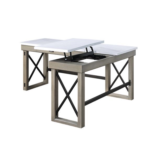 Talmar - Writing Desk - Marble Top & Rustic Oak Finish
