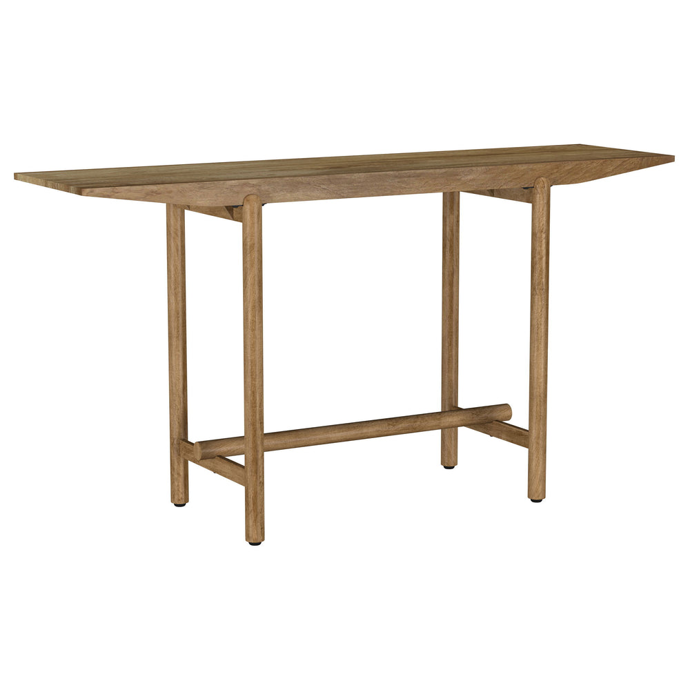 Welcome your guests with the timeless beauty and exceptional quality of this entryway console table, crafted from solid mango wood. Its minimalist design, paired with the rich grain of the wood, creates a striking combination of natural charm and contempo