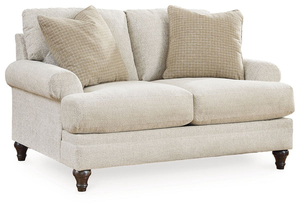 Seeking simple, transitional style? Enter this loveseat. Its commitment to carefree comfort is right at home with your relaxed living room aesthetic. A subtle chevron effect elevates the everyday charm of the neutral fabric, while the deep, plush seats br