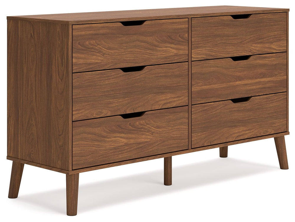 What do you get when you mix a minimalist profile with a warm finish? With sleek simplicity and a rich auburn hue, this dresser delivers cool, contemporary style with a nod to mid-century modern design. A hardware-free aesthetic and spacious drawers packe