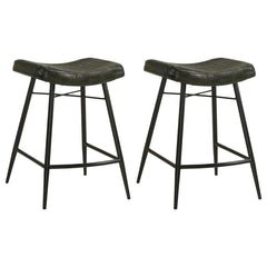Inject a heavy dose of casual character to your kitchen or bar with the rich antiqued leather upholstery featured on a classic backless stool. Its gently curved seat cradles you in comfort, with channel tufting that adds texture and compelling style. A du