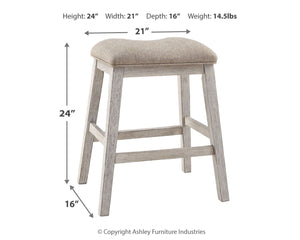  this comfortably cushioned stool sports a grayish white finish with rub-through effect for timeworn appeal.<br><br