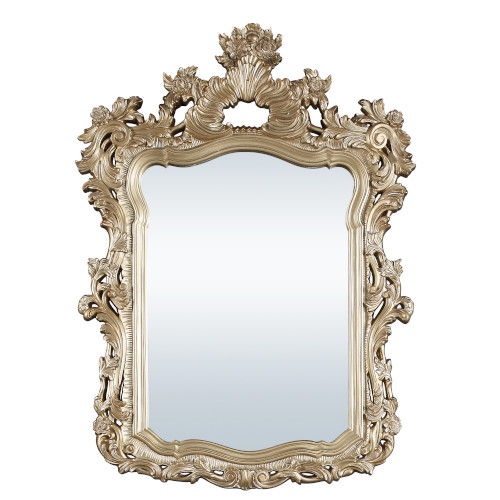 Seville - Mirror - Beige - 43-"<br/><br/><b>Product Features</b><ul><li>Button Tufted</li><li>Hollow Carving & Upholstery Headboard</li><li>Scrolled Floral & Upholstery Footboard</li><li>Feltlined Drawer</li><li>Metal Side Drawer Glide</li><li>2/3 Drawer 